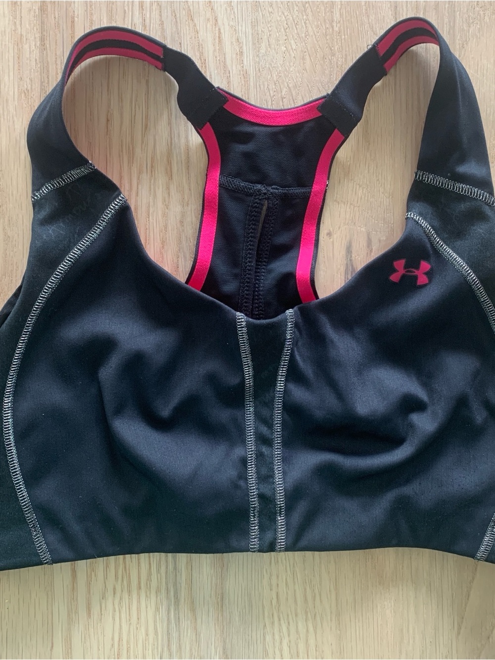 Under Armour Black Sports Bra with Pink Trim - Racerback 36C